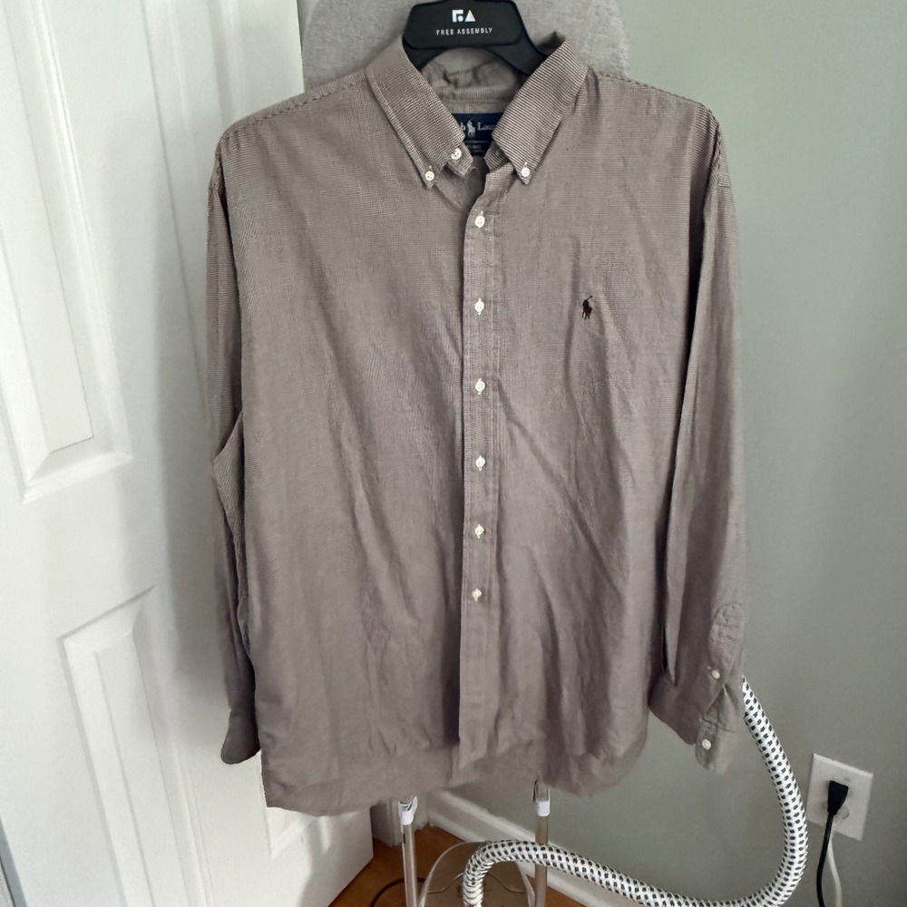 Vintage 90s Ralph Lauren Blake Shirt Mens XL Brown Dark Academia Preppy Heritage